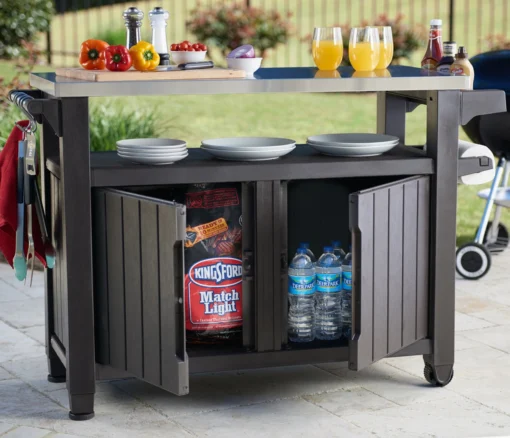 Keter Unity Double BBQ Table in Anthracite