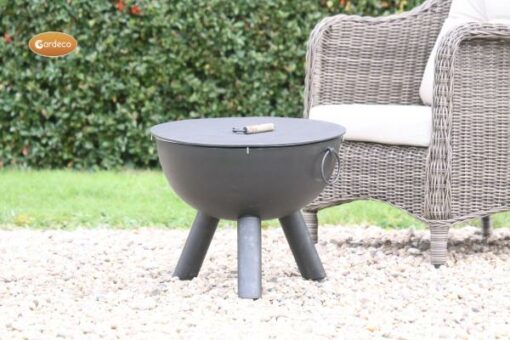 CASA black steel fire bowl 50 cm inc BBQ grill