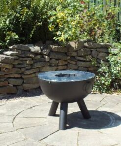 CASA black steel fire bowl 50 cm inc BBQ grill