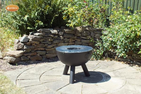 CASA black steel fire bowl 50 cm inc BBQ grill