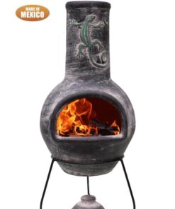 Iguana Large Mexican Chimenea in Grey