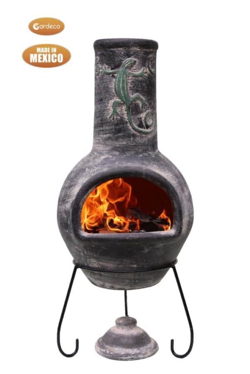 Iguana Large Mexican Chimenea in Grey