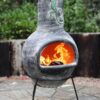 Iguana Large Mexican Chimenea in Grey