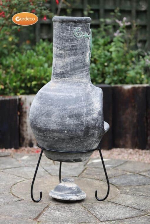 Iguana Large Mexican Chimenea in Grey