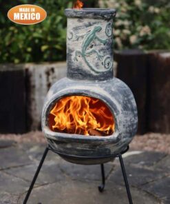 Iguana Medium Mexican Chimenea in Grey