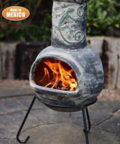 Iguana Medium Mexican Chimenea in Grey