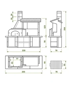 Palazzetti Antille Complete Outdoor BBQ Kitchen with Wood Fired Oven