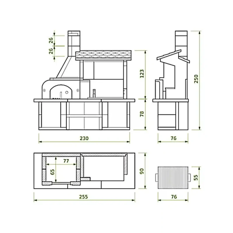 Palazzetti Antille Complete Outdoor BBQ Kitchen with Wood Fired Oven